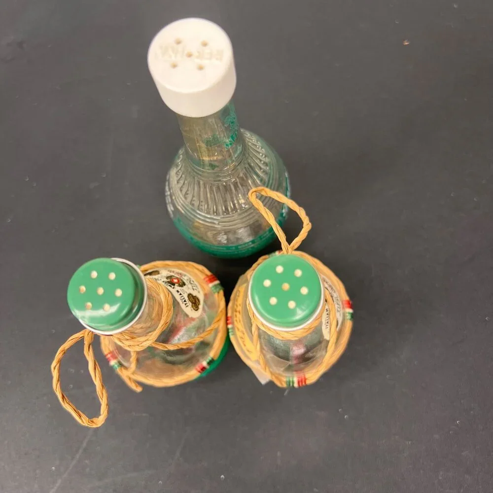 2 Italian Swiss Colony1952 Decorative Bottles & Regina Wine Vinegar Salt Shaker